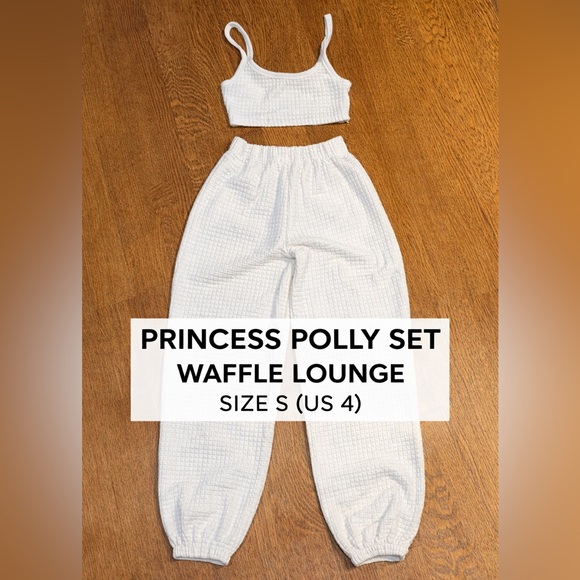 Princess Polly Pants - PRINCESS POLLY WHITE WAFFLE SET | CROP TOP + JOGGERS | US 4 / S
